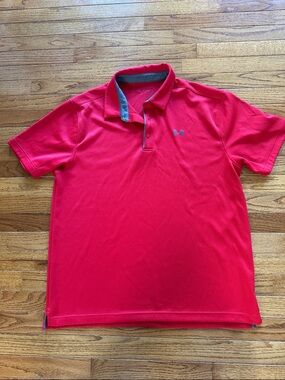 Under Armour Men’s Bright Red Polo with Contrast Trim